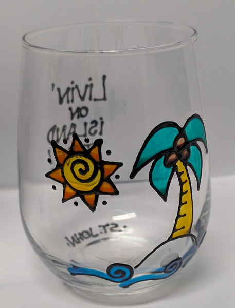 Hand-Painted Stemless Wineglasses by Stepho