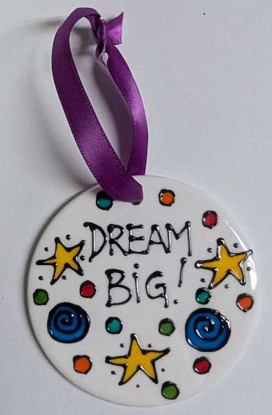 Stepho Hand Painted Phrase Ceramic Disc Ornaments