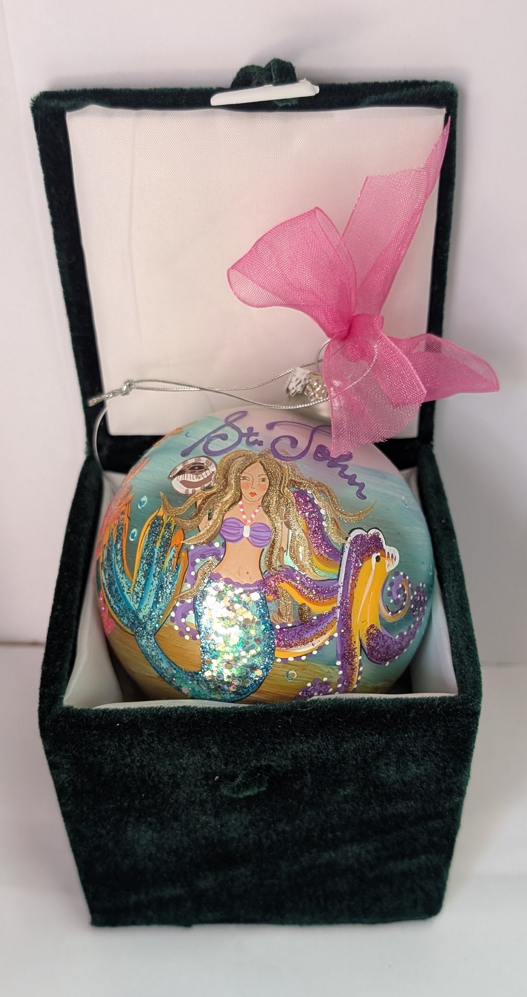 Hand Painted Under the Sea Glass Ball Ornament - St. John, VI