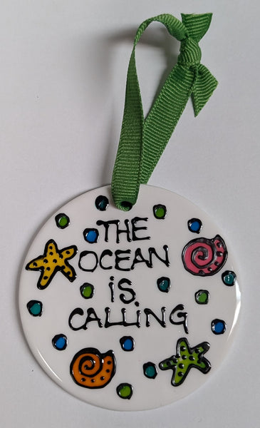 Stepho Hand Painted Phrase Ceramic Disc Ornaments