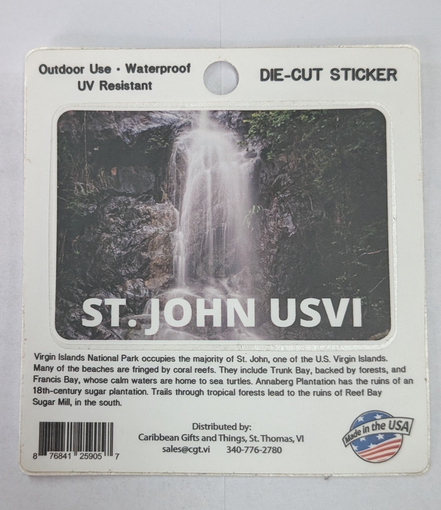 Waterfall St. John, USVI Die-Cut Sticker