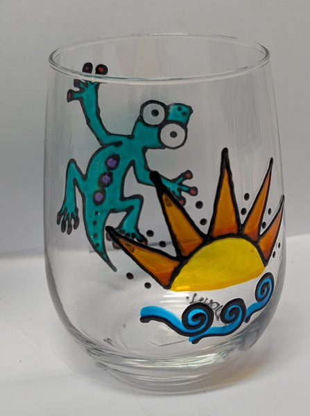 Hand-Painted Stemless Wineglasses by Stepho