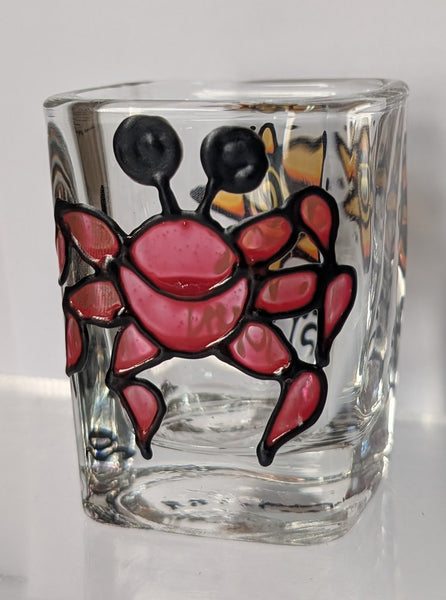 Hand-painted Square Shot Glass (Priced Per Glass) by Stephanie "Stepho" Clark.