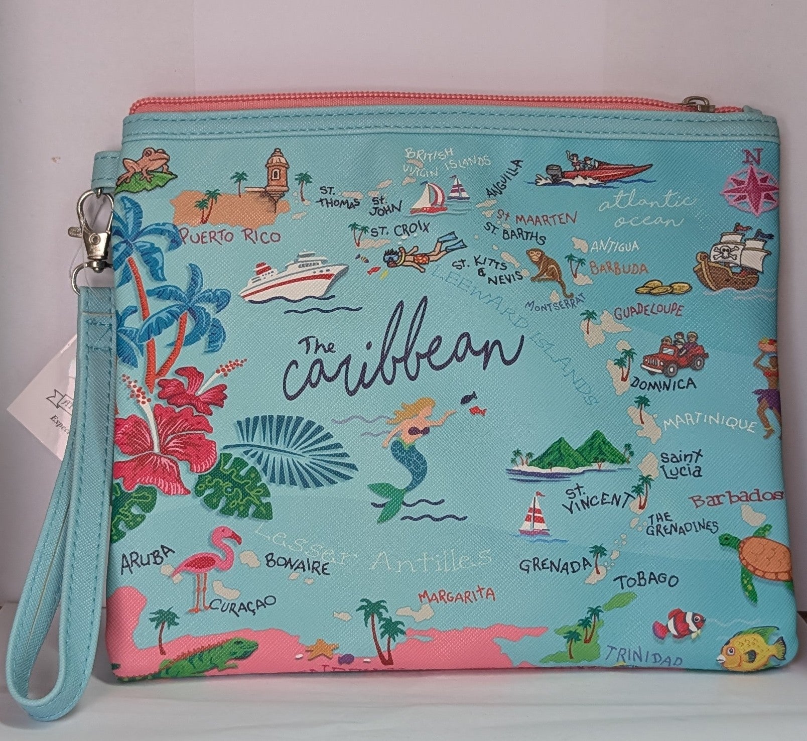 Caribbean Fun Map Clutch Purse