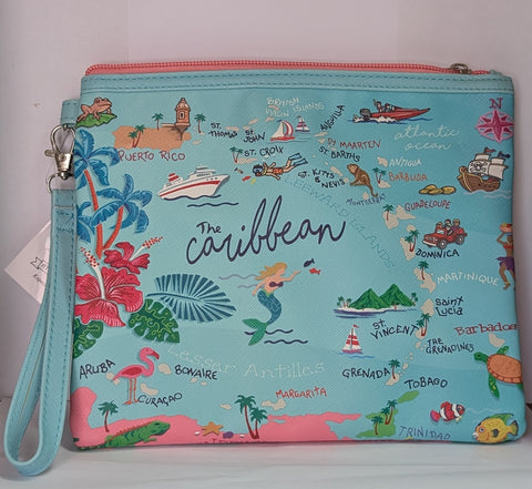 Caribbean Fun Map Clutch Purse
