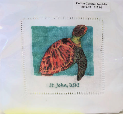 Turtle Peek Cocktail Napkin