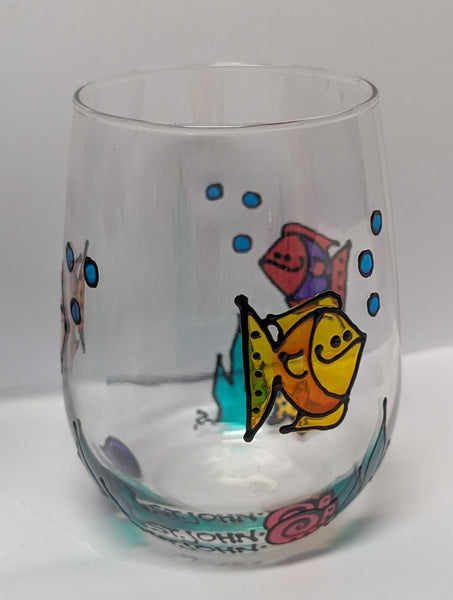 Hand-Painted Stemless Wineglasses by Stepho