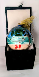 Hand Painted Glass Ball Happy Holidays Ornament - St. John, VI
