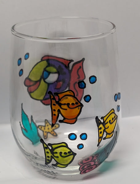 Hand-Painted Stemless Wineglasses by Stepho