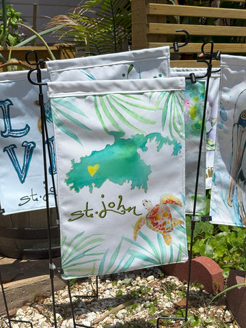 St. John Sea Turtle Map Garden Flag by Hibiscus Jazz