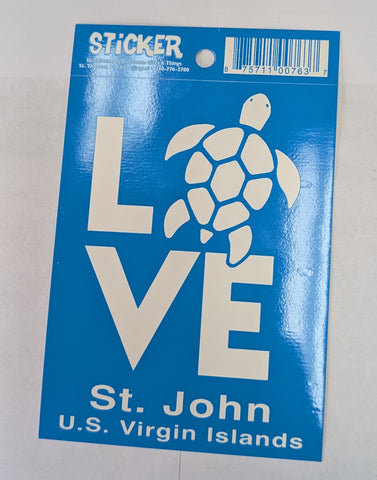 LOVE Turtle St. John, USVI Sticker