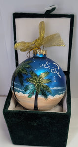 Hand Painted Tropical Nights Glass Ball Ornament - St. John, VI