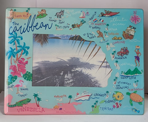 Caribbean Fun Map Glass Photo Frame