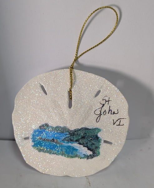 Glitter Sand Dollar Ornament St. John, VI