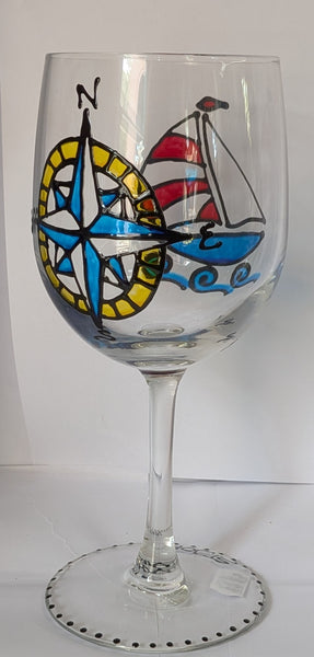 Hand-Painted White Wine Glasses by Stepho
