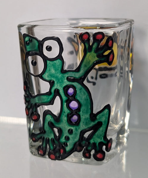 Hand-painted Square Shot Glass (Priced Per Glass) by Stephanie "Stepho" Clark.