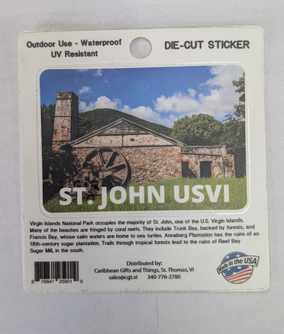 Sugar Mill St. John, USVI Die-Cut Sticker