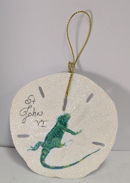 Glitter Sand Dollar Ornament St. John, VI