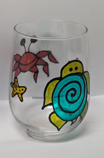 Hand-Painted Stemless Wineglasses by Stepho