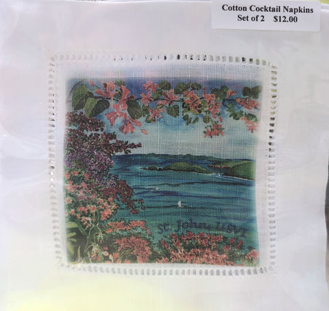 Flowers on Left Cocktail Napkins
