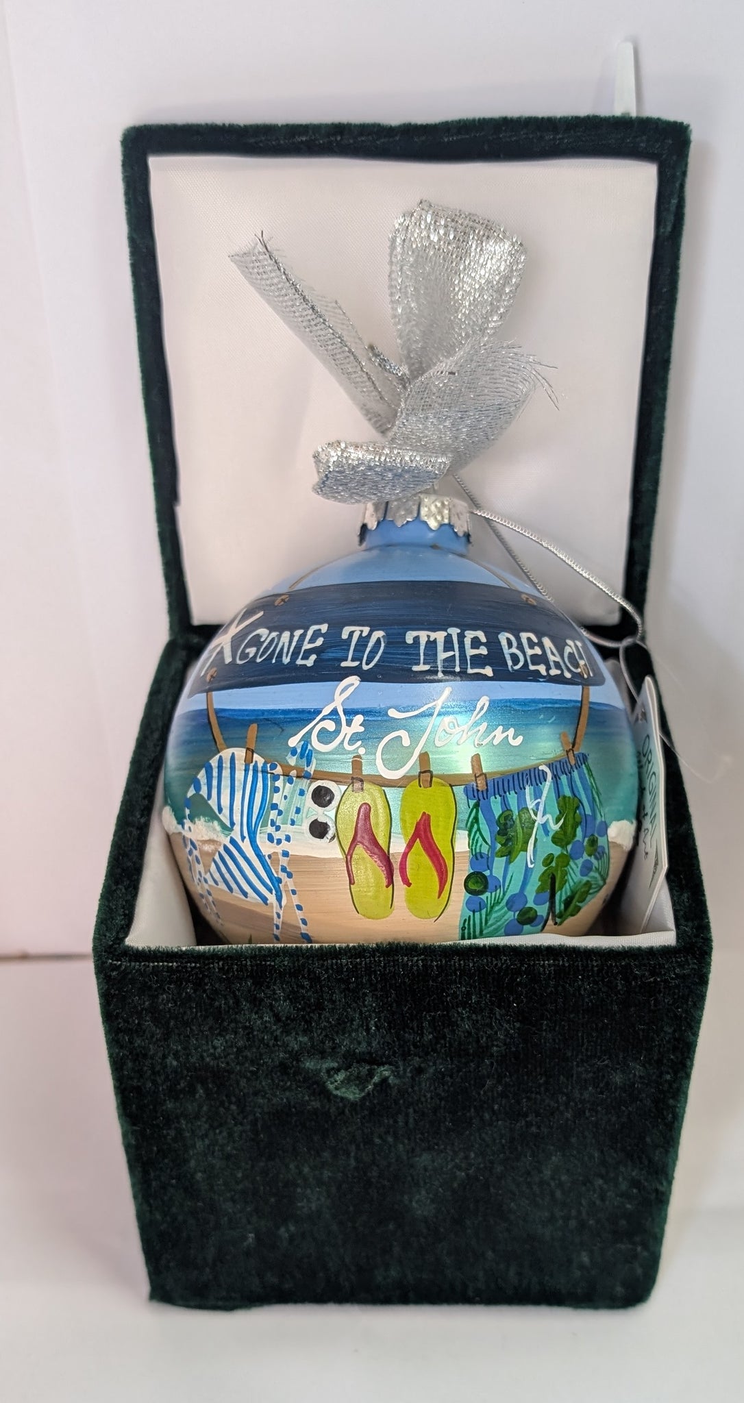 Hand Painted Gone to the Beach Glass Ball Ornament - St. John, VI