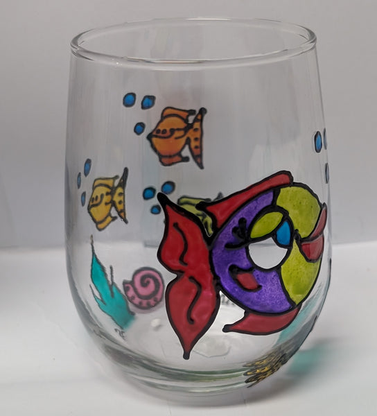 Hand-Painted Stemless Wineglasses by Stepho