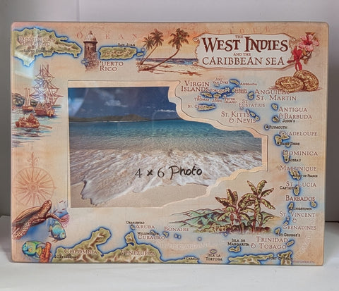West Indes Map Glass Photo Frame