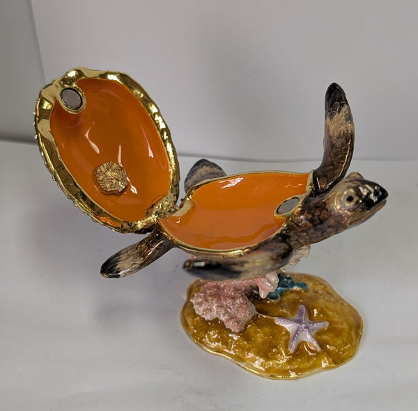 Turtle with Coral Jewelry Box