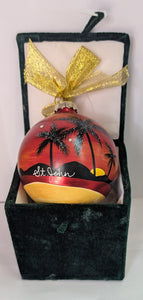 Hand Painted Tropical Sunset Glass Ball Ornament - St. John, VI