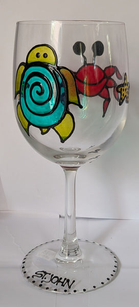 Hand-Painted White Wine Glasses by Stepho