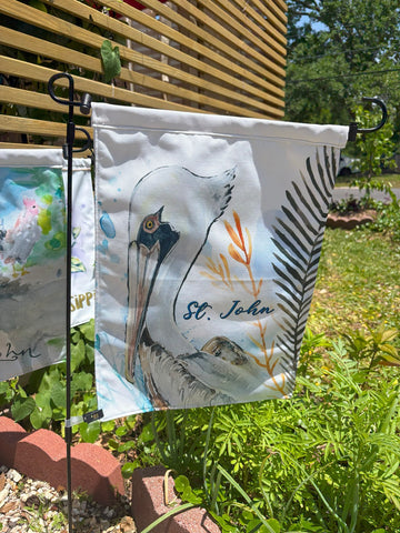 St. John Pelican Garden Flag by Hibiscus Jazz