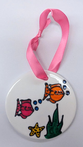 Stepho Hand Painted Picture Ceramic Disc Ornaments