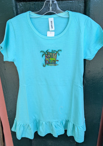 Mint Ruffled St. John USVI Sunrise Youth Dress