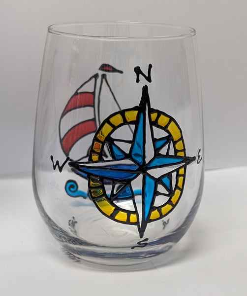Hand-Painted Stemless Wineglasses by Stepho