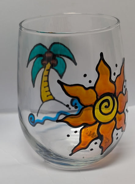 Hand-Painted Stemless Wineglasses by Stepho