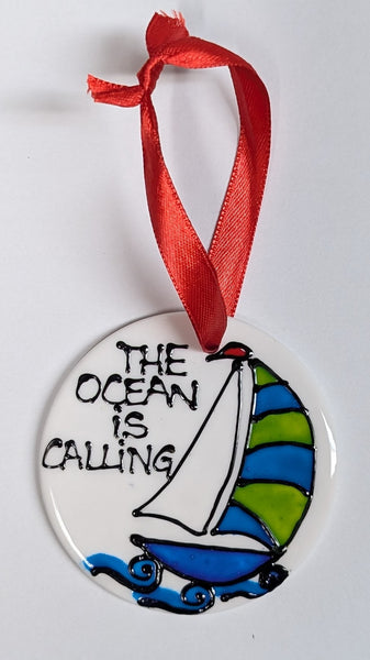 Stepho Hand Painted Phrase Ceramic Disc Ornaments