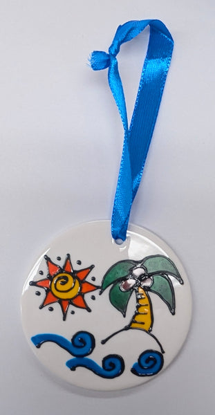 Stepho Hand Painted Picture Ceramic Disc Ornaments