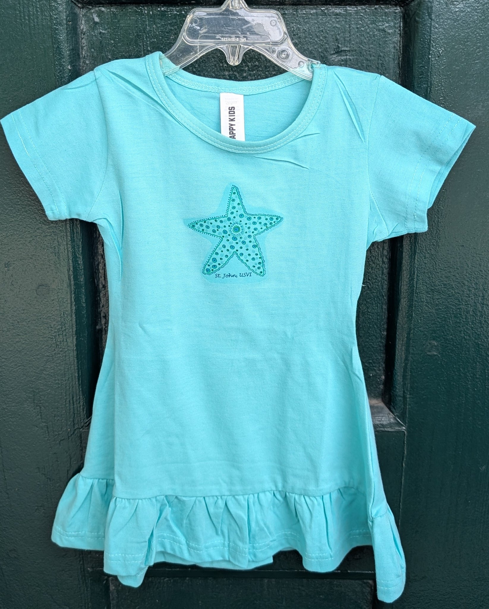 Mint Ruffled St. John USVI Starfish Youth Dress