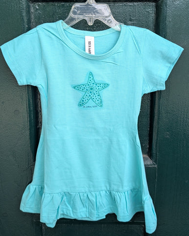 Mint Ruffled St. John USVI Starfish Youth Dress