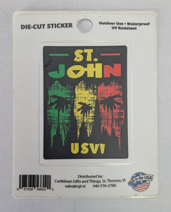 Rasta Palms St. John, USVI Die-Cut Sticker