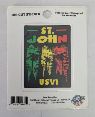 Rasta Palms St. John, USVI Die-Cut Sticker