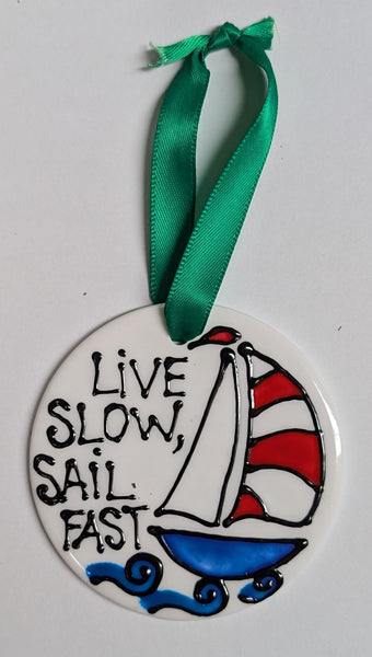 Stepho Hand Painted Phrase Ceramic Disc Ornaments