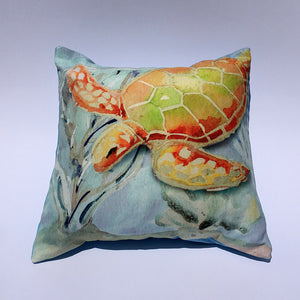 Sea Turtle Coral Pillow Cover