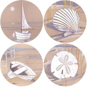 Boats & Shells by Paul Brent Set of Four Coasterstones