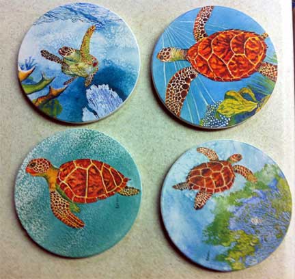 Four Turtles Set of Four Coasterstones