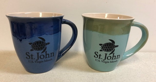 Two-Tone Glazed St. John Mug with Turtle