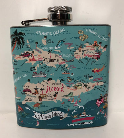 The Weather Is Here U.S. Virgin Islands Map Flask