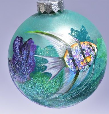 Night Angel Silver Angelfish Glass Ball Ornament - St. John, VI