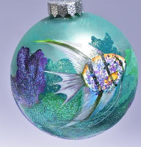 Night Angel Silver Angelfish Glass Ball Ornament - St. John, VI