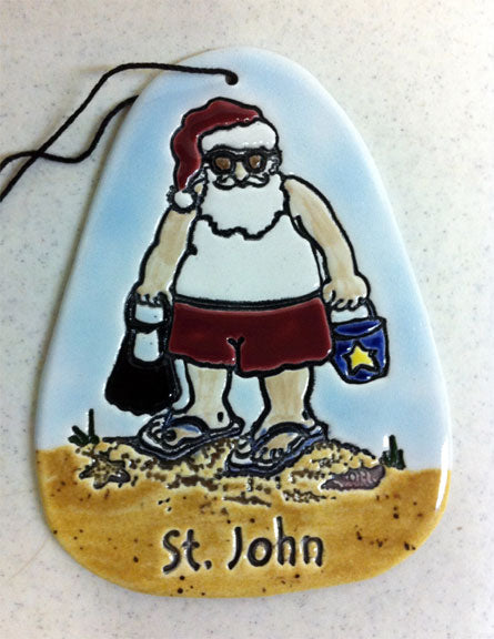 Santa's Vacation Handcrafted Ceramic Ornament